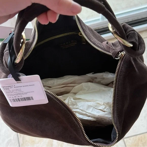 Marlon Italian Brown Suede Hobo Bag - Picture 3 of 5